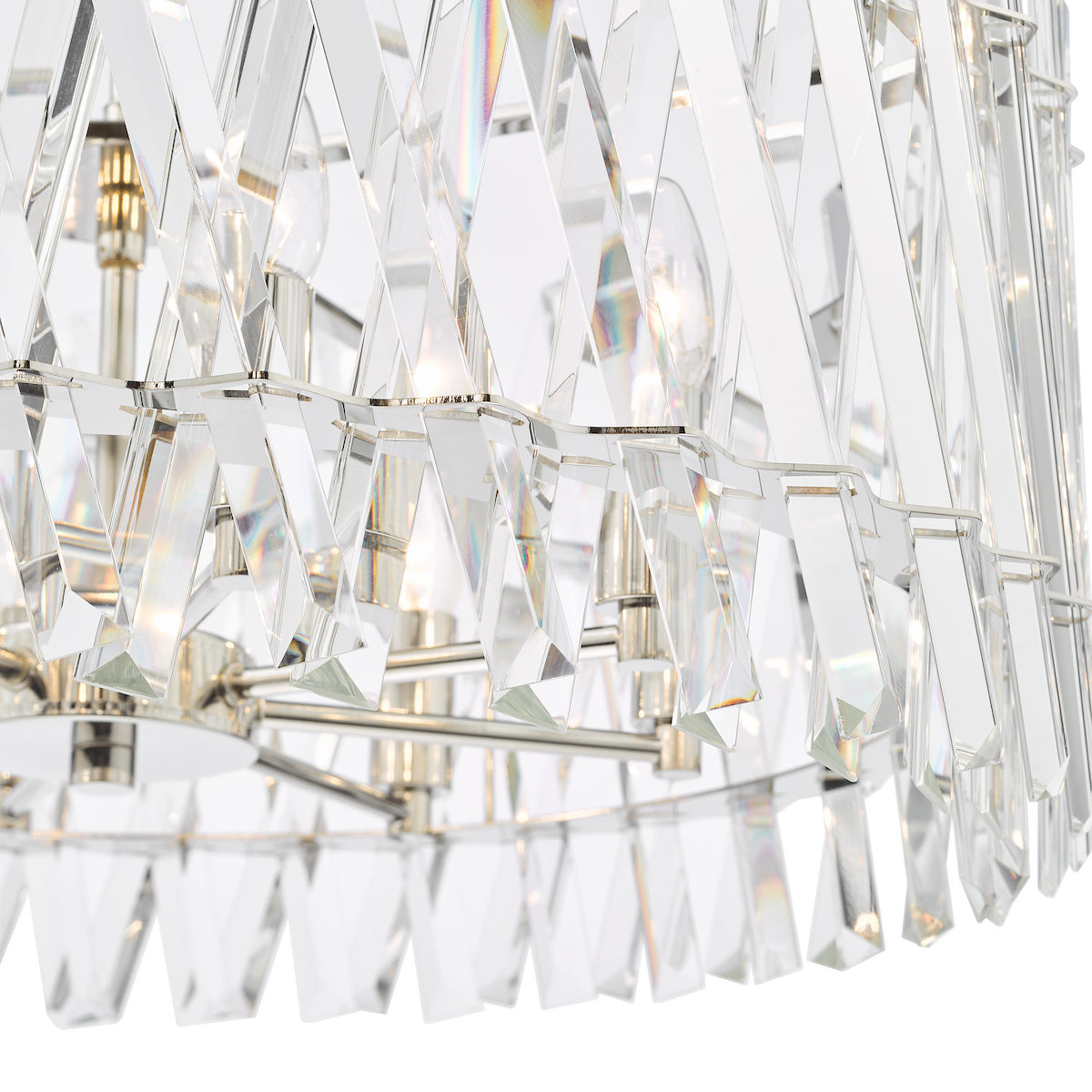 Dar Entwine 8 Light Pendant Polished Nickel and Crystal
