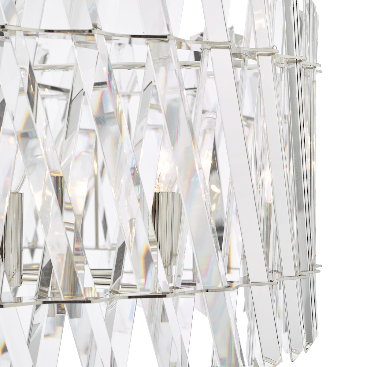 Dar Entwine 8 Light Pendant Polished Nickel and Crystal