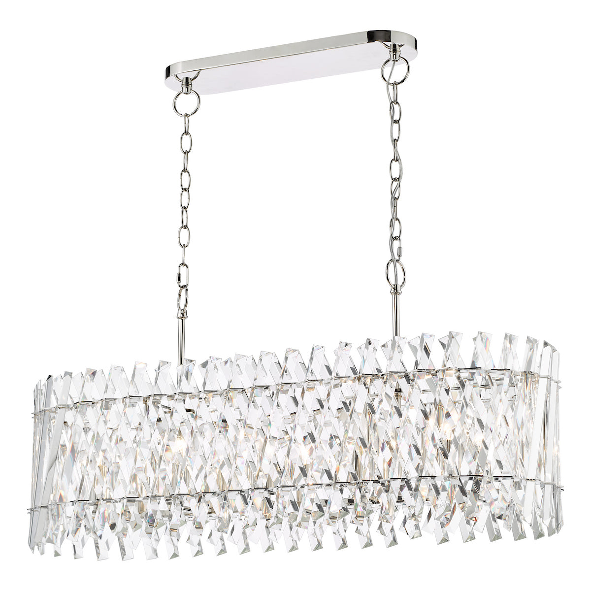 Dar Entwine 10 Light Bar Pendant Polished Nickel and Crystal