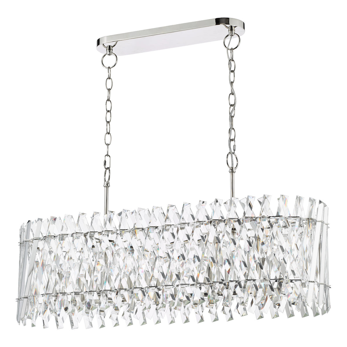 Dar Entwine 10 Light Bar Pendant Polished Nickel and Crystal