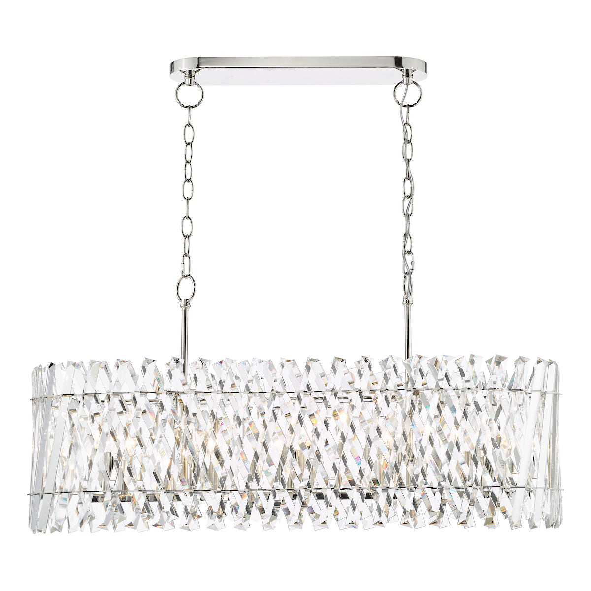 Dar Entwine 10 Light Bar Pendant Polished Nickel and Crystal