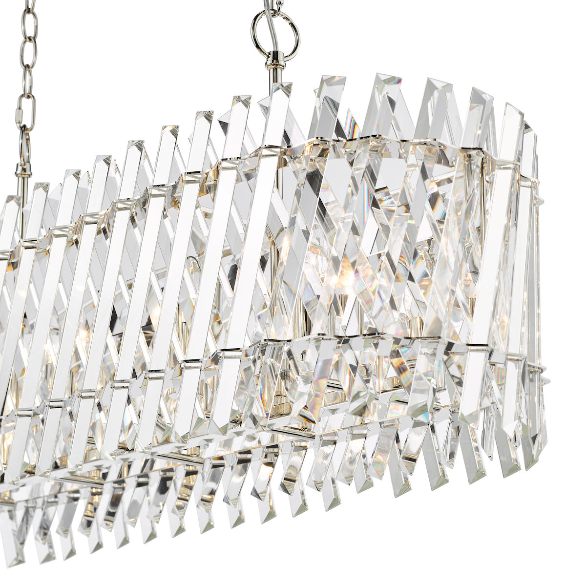 Dar Entwine 10 Light Bar Pendant Polished Nickel and Crystal