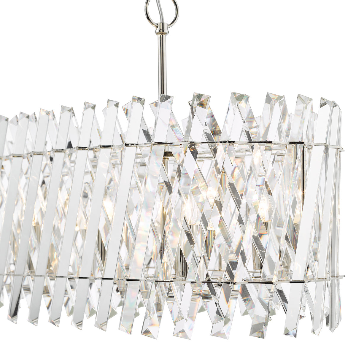 Dar Entwine 10 Light Bar Pendant Polished Nickel and Crystal