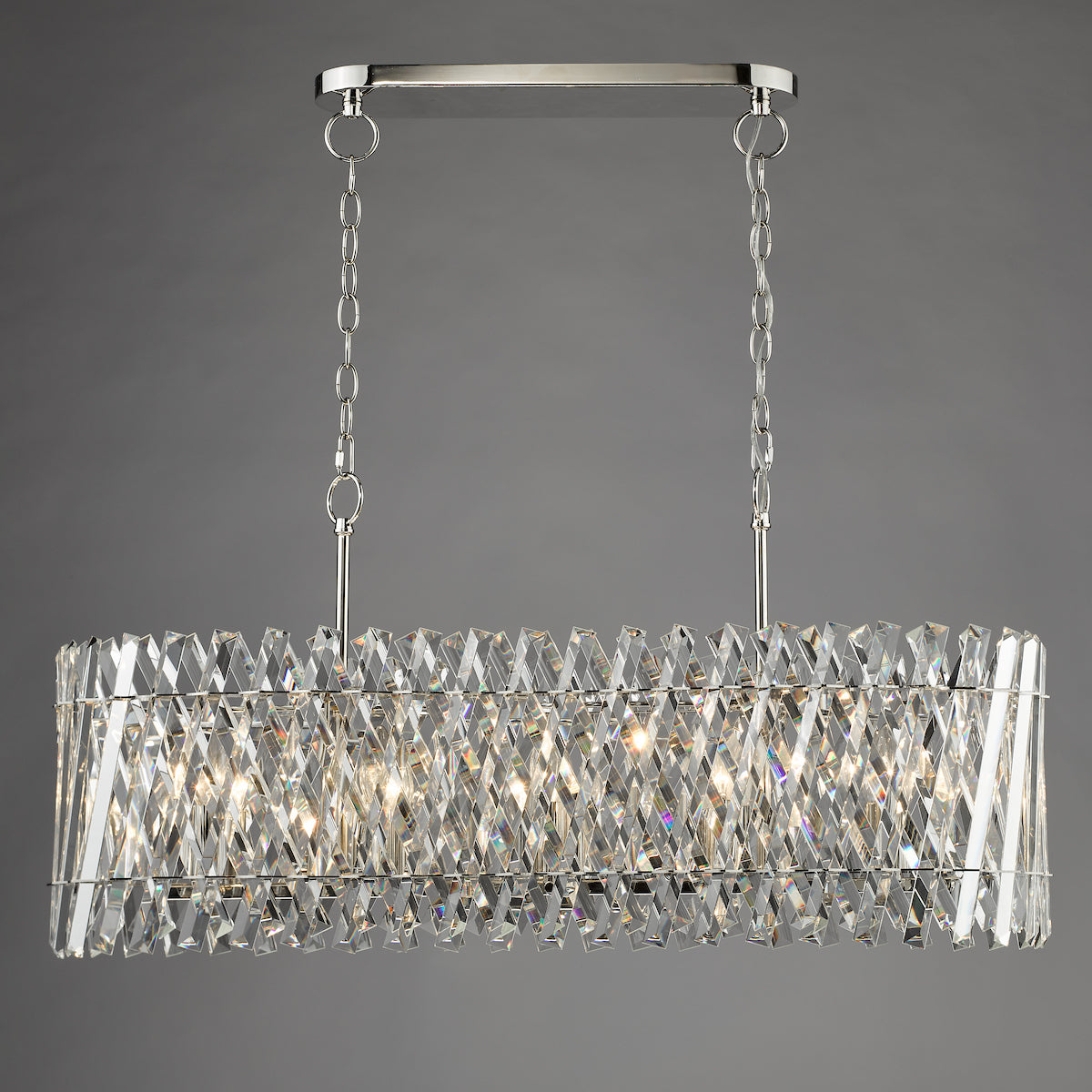 Dar Entwine 10 Light Bar Pendant Polished Nickel and Crystal