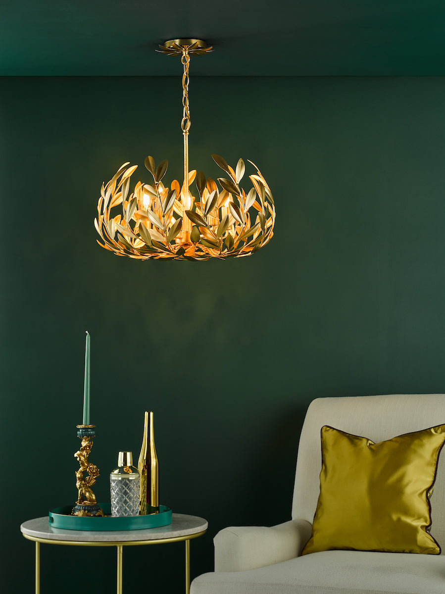 Dar Ercilia 5 Light Pendant Gold Leaf