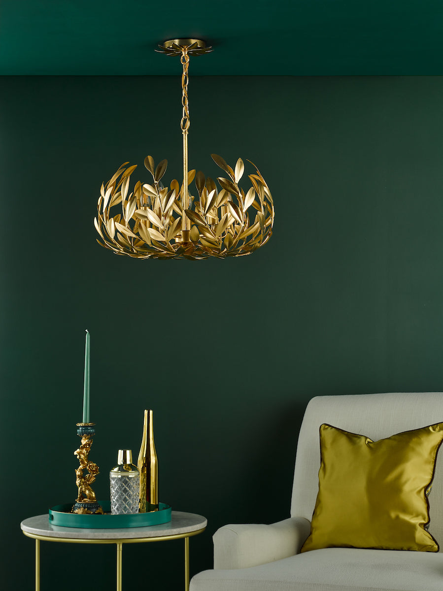 Dar Ercilia 5 Light Pendant Gold Leaf