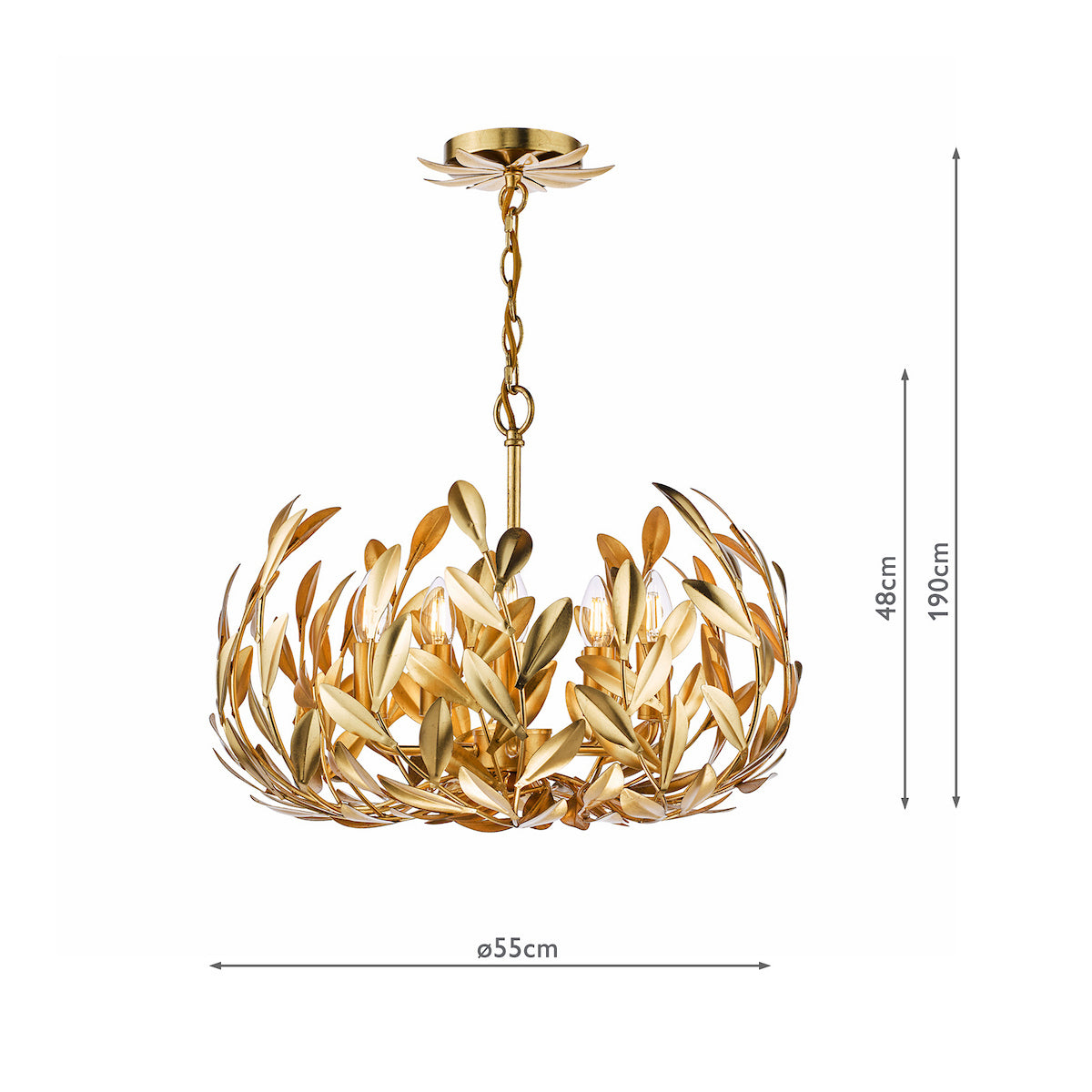 Dar Ercilia 5 Light Pendant Gold Leaf