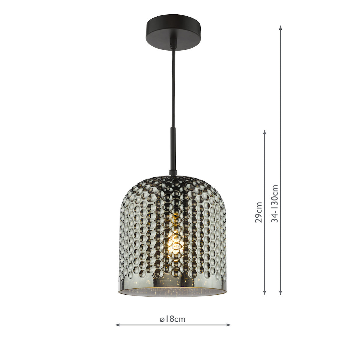 Dar Esila Pendant Matt Black and Smoked Glass