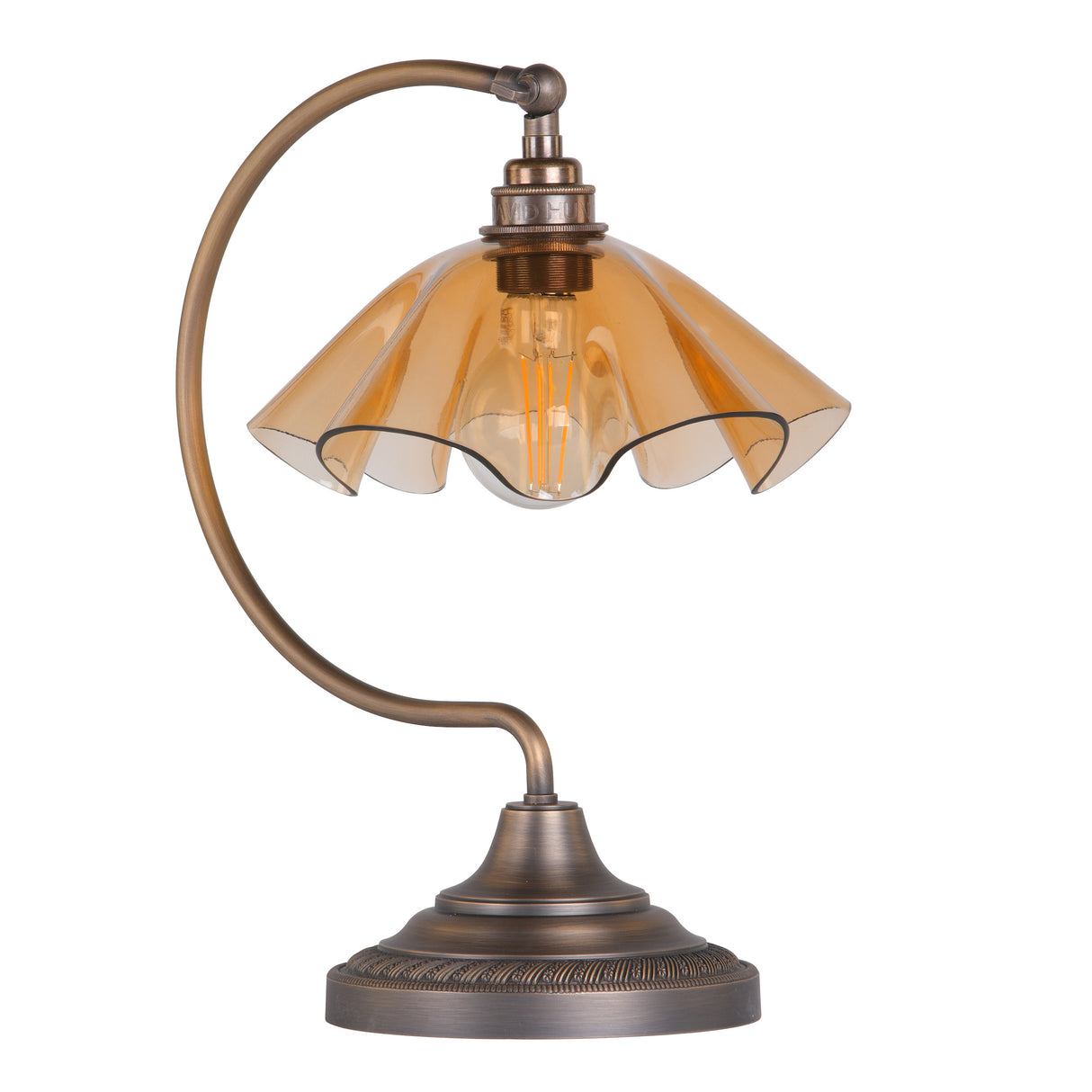 David Hunt Ethel Table Lamp Tobacco Glass and Antique Brass