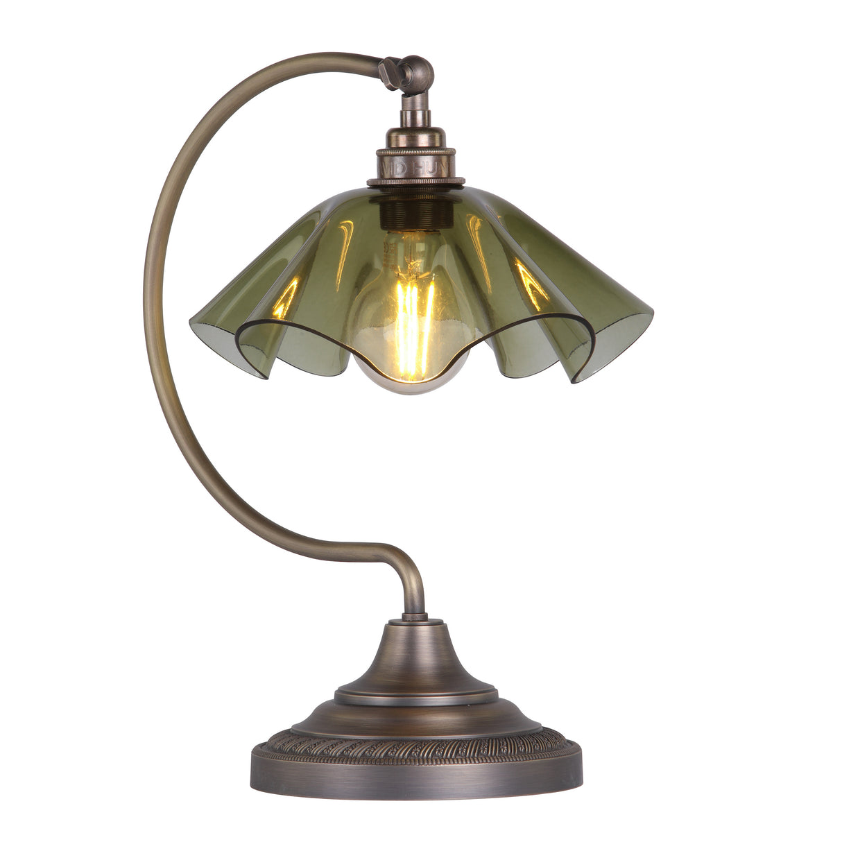 David Hunt Ethel Table Lamp Moss Glass and Antique Brass