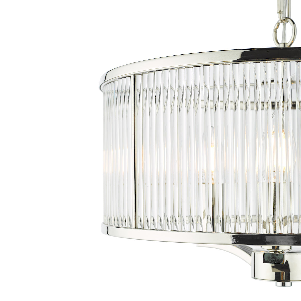 Dar Evelyn 3 Light Pendant Polished Nickel and Glass