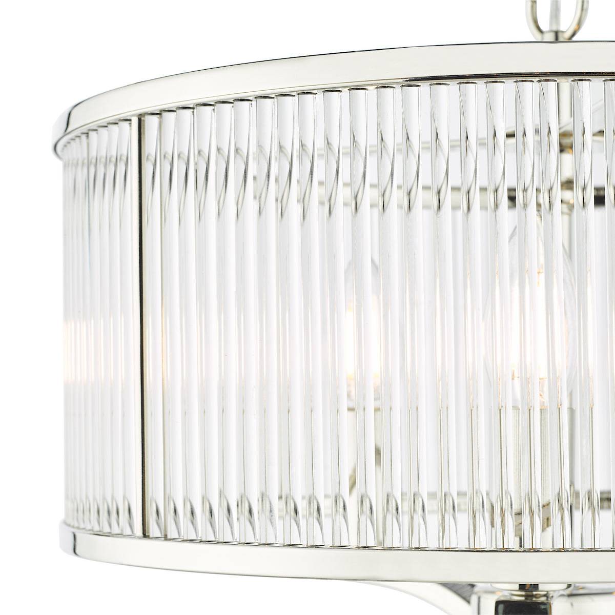 Dar Evelyn 3 Light Pendant Polished Nickel and Glass