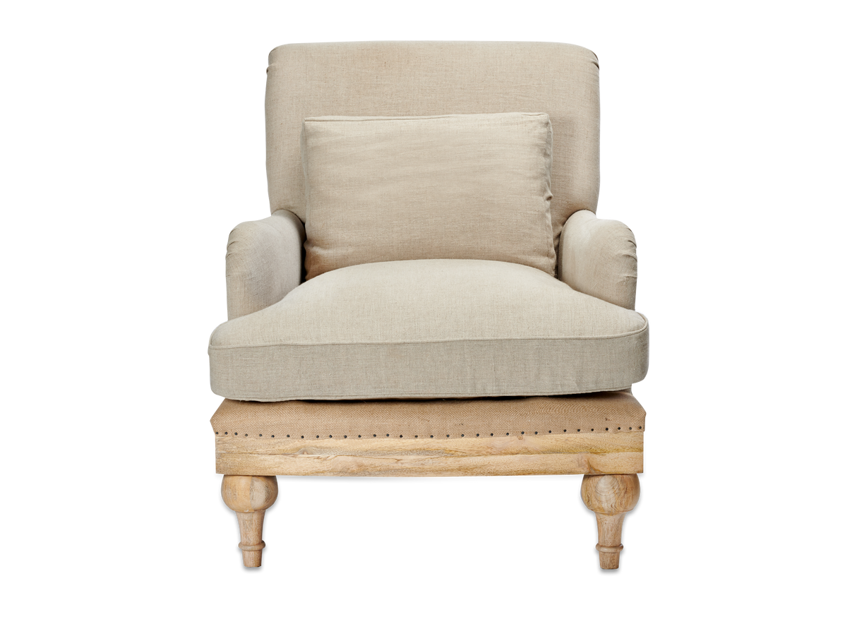 Nkuku Abe Deconstructed Linen Armchair Stone