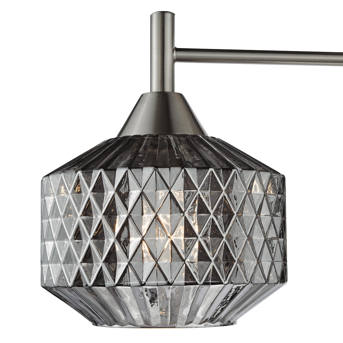 Dar Fabrienne 3 Light Semi-Flush Satin Nickel and Smoked Glass
