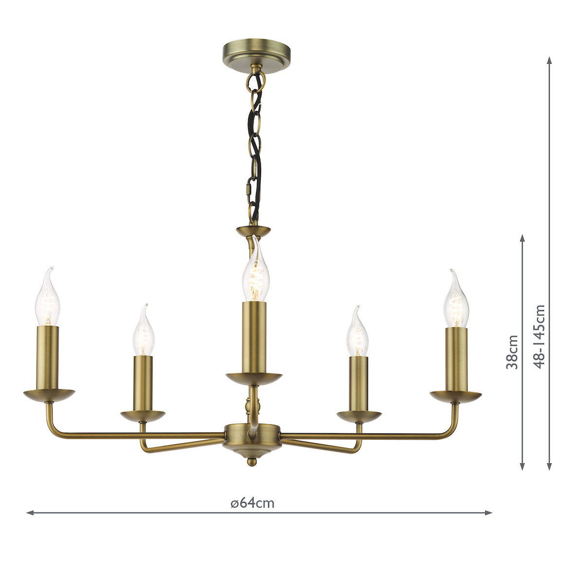Dar Favian 5 Light Pendant Matt Bronze Fitting Only