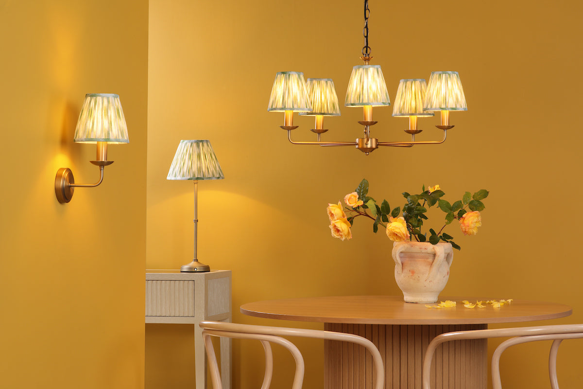 Dar Favian Wall Light Matt Bronze With Ikat Green Shade