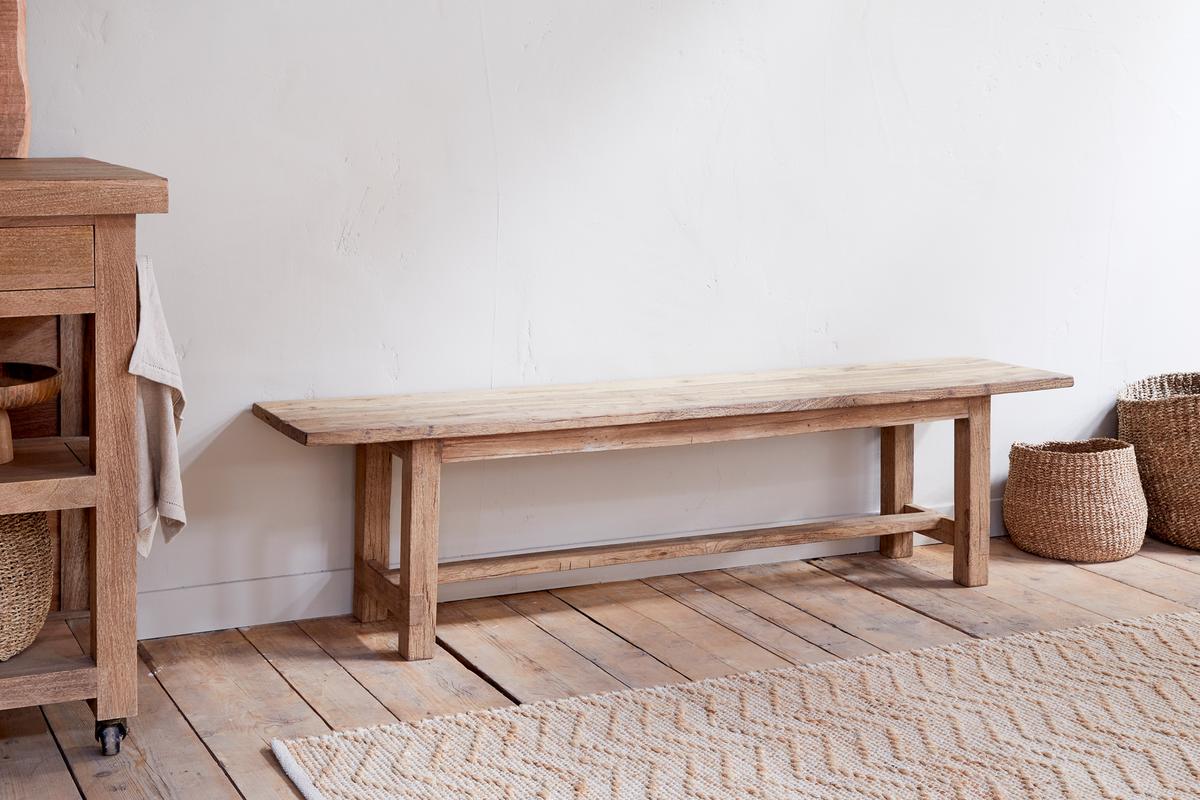 Nkuku Fioni Reclaimed Wood Bench Natural Small