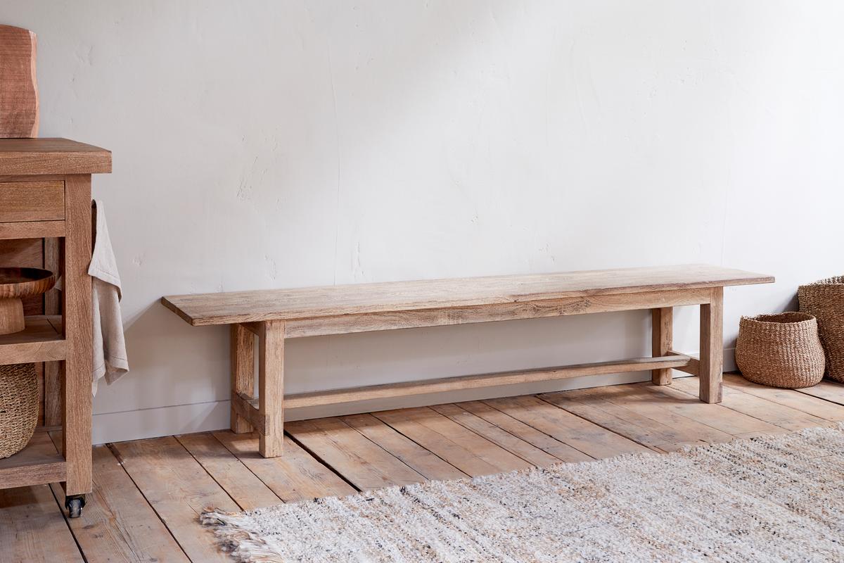 Nkuku Fioni Reclaimed Wood Bench Natural Large