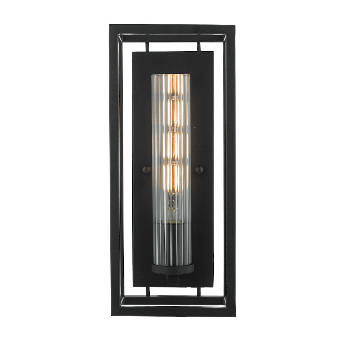 Dar Felipe Wall Light Black & Ribbed Glass