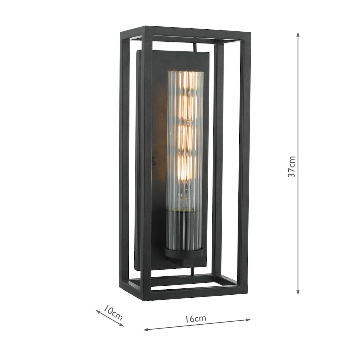 Dar Felipe Wall Light Black & Ribbed Glass
