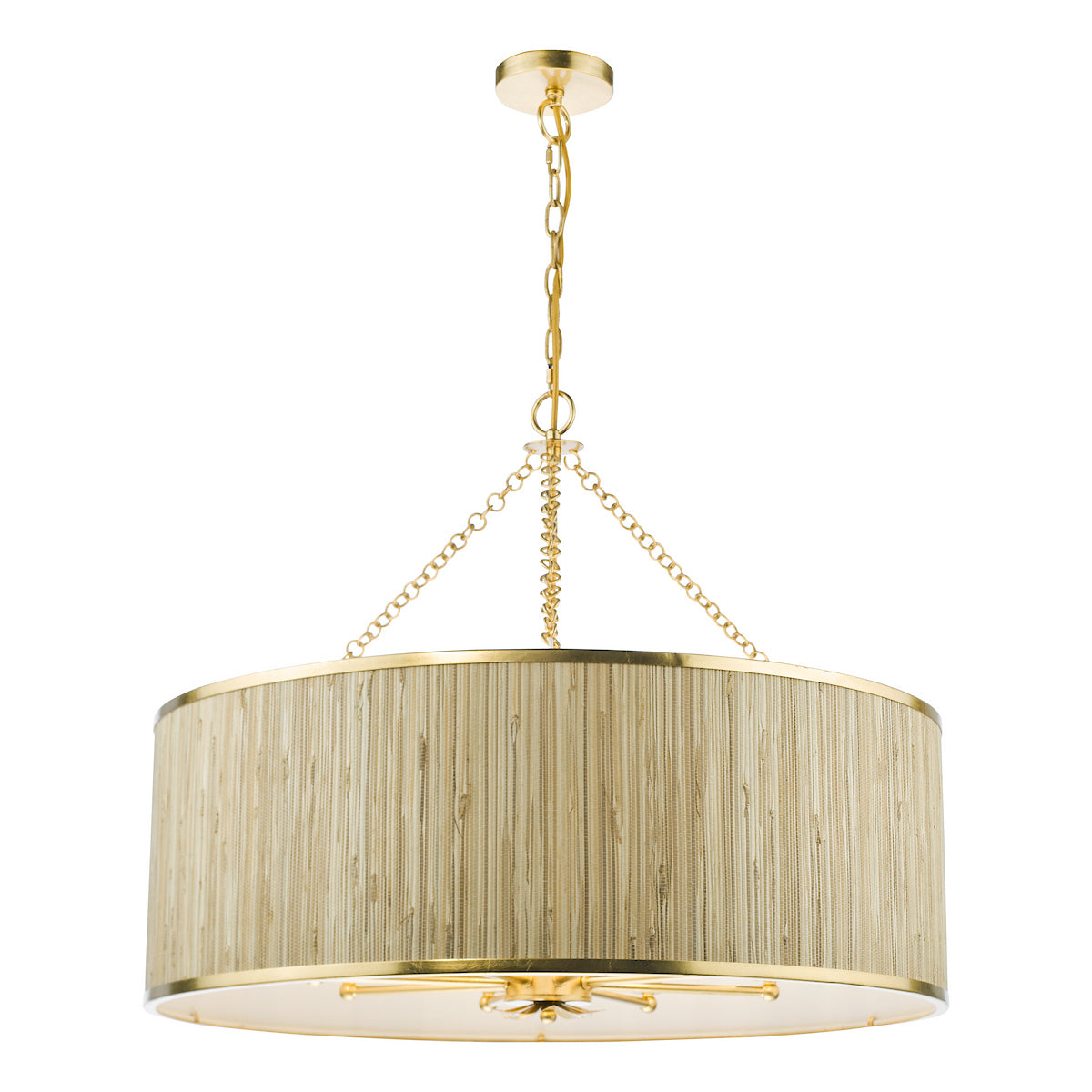 Dar Fenella 8 Light Pendant Gold Leaf and Seagrass Shade