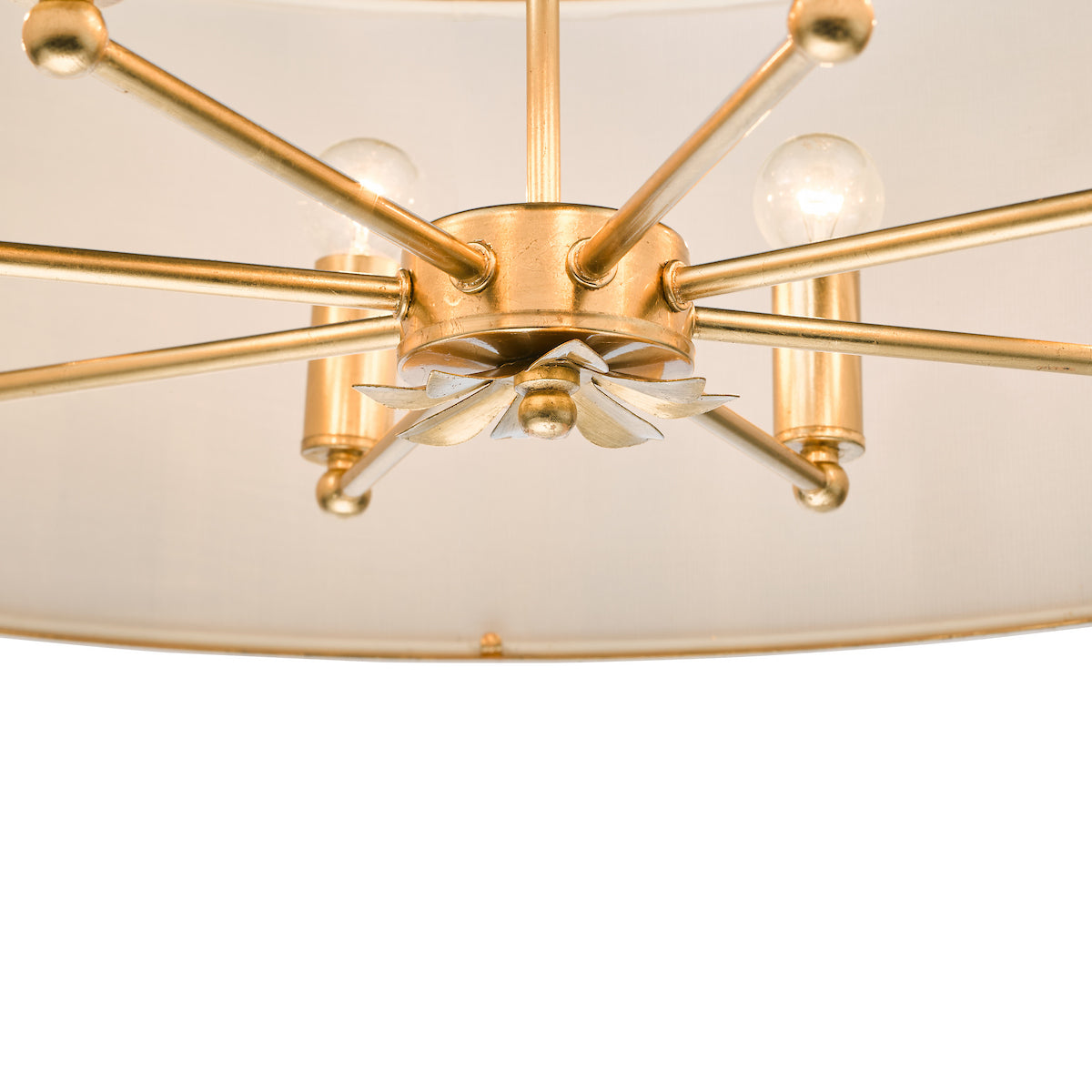 Dar Fenella 8 Light Pendant Gold Leaf and Seagrass Shade