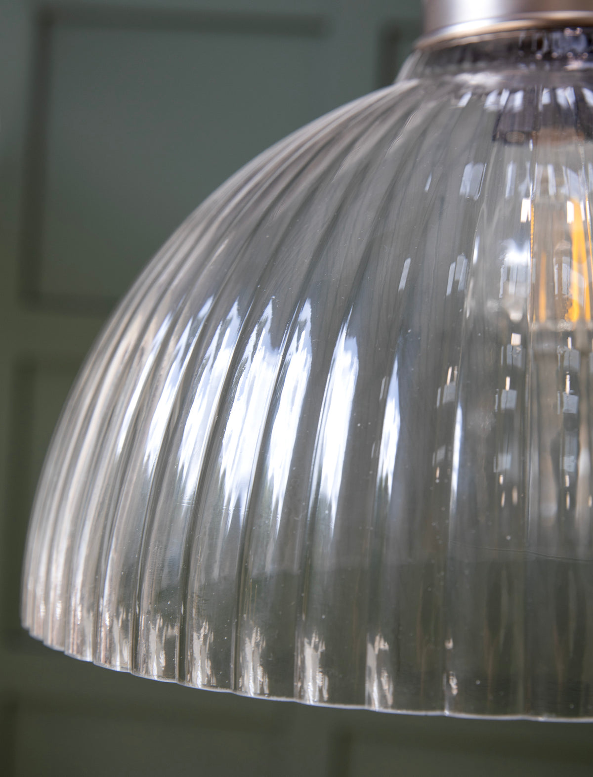 Garden Trading Fovant Glass Pendant Light Satin Nickel Finish Large