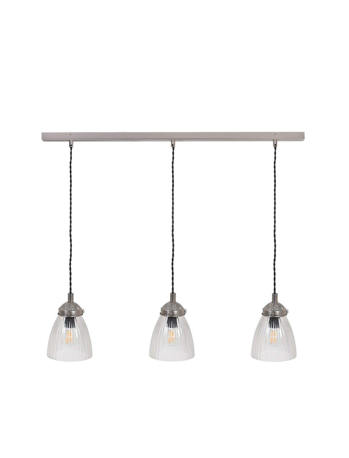 Garden Trading Fovant Glass Triple Pendant Light Satin Nickel Finish