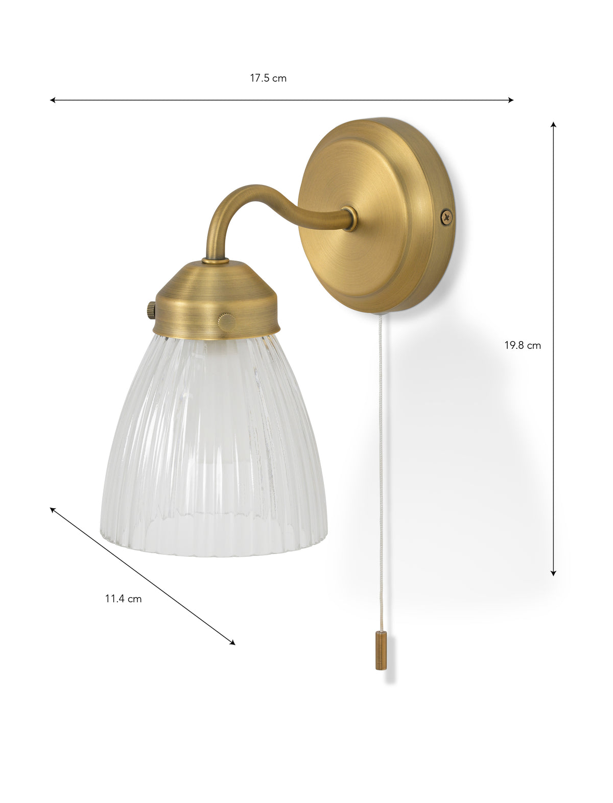 Garden Trading Fovant Bathroom Glass Wall Light Brass