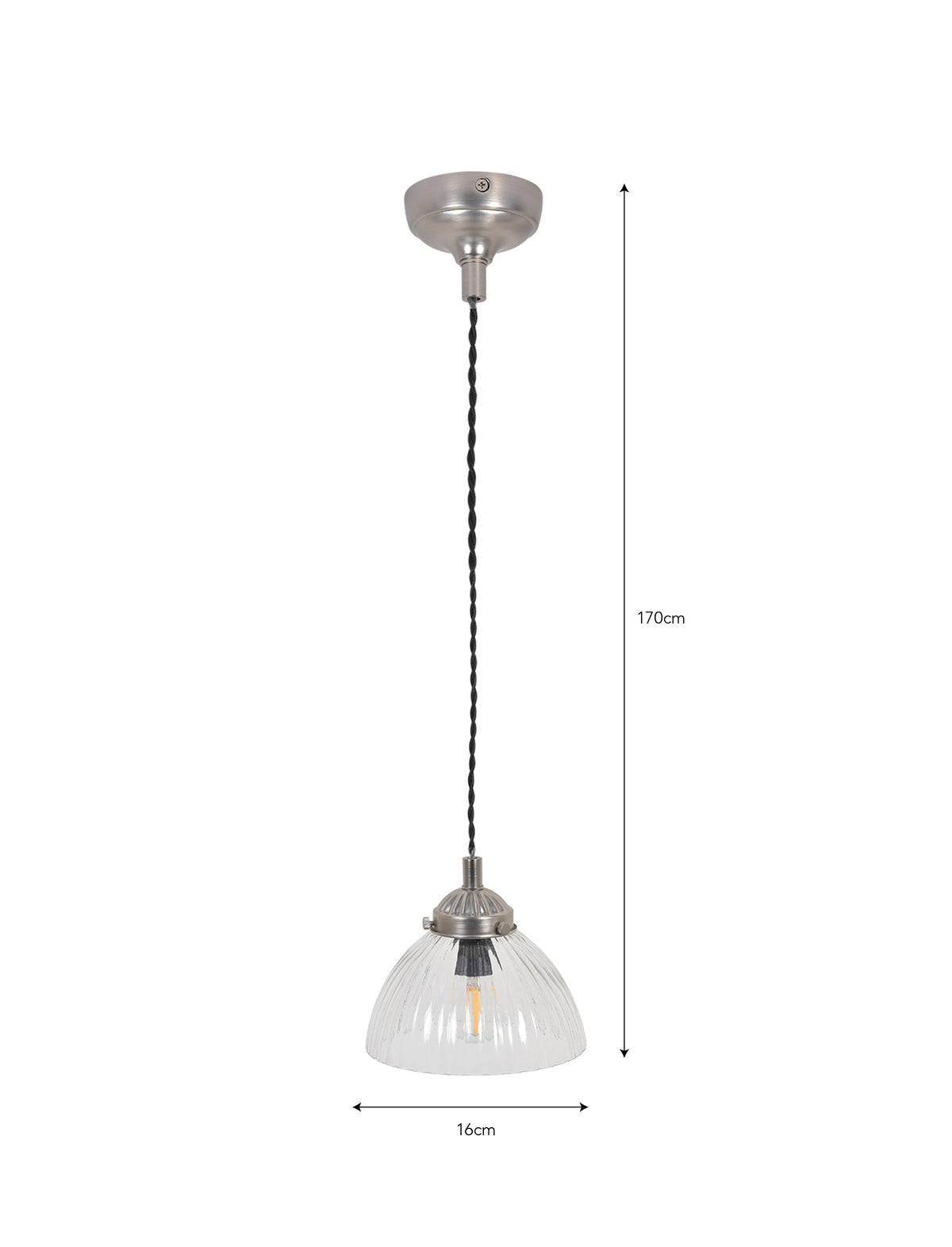 Garden Trading Fovant Glass Pendant Light Satin Nickel Finish Small