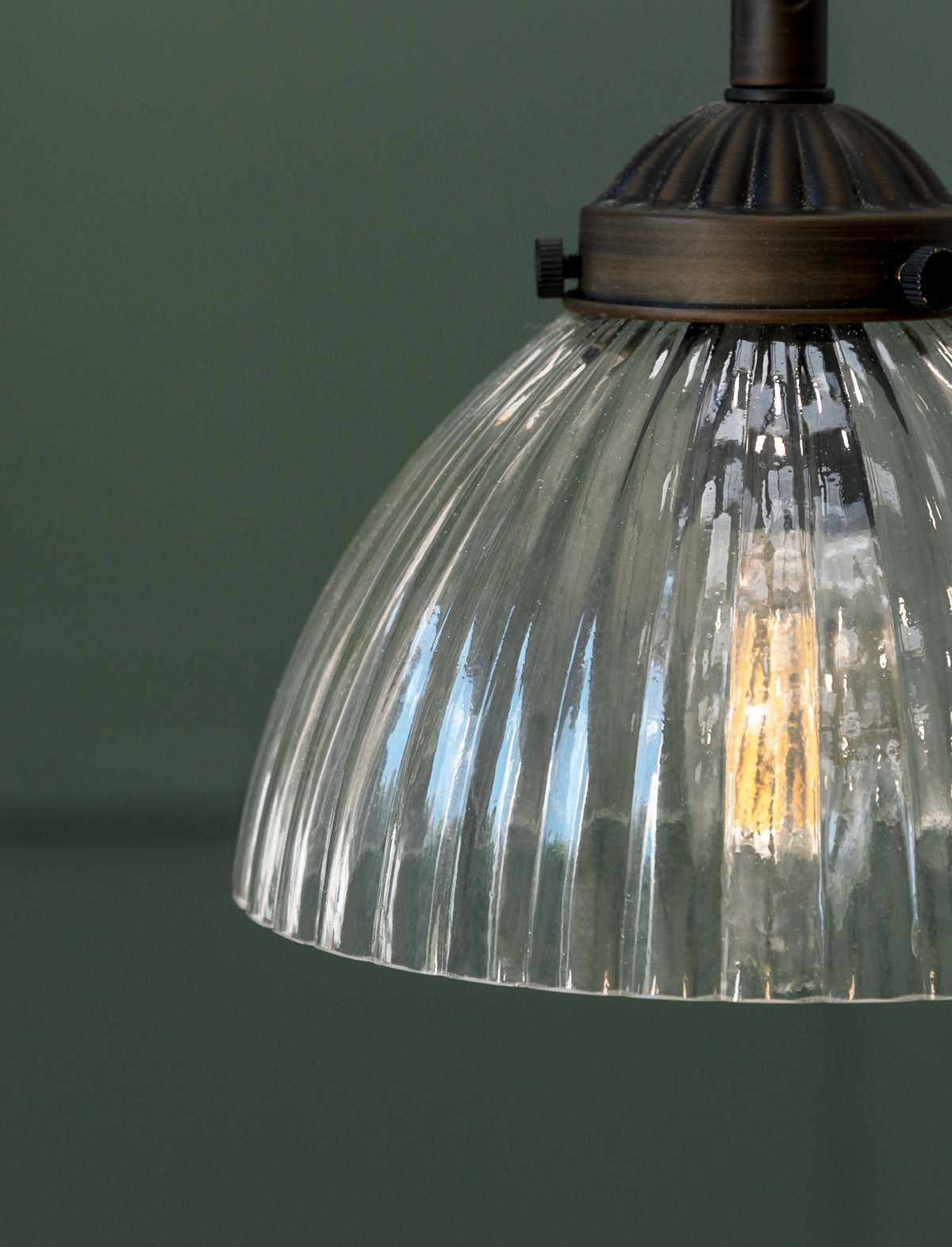 Garden Trading Fovant Glass Pendant Light Antique Bronze Finish Small