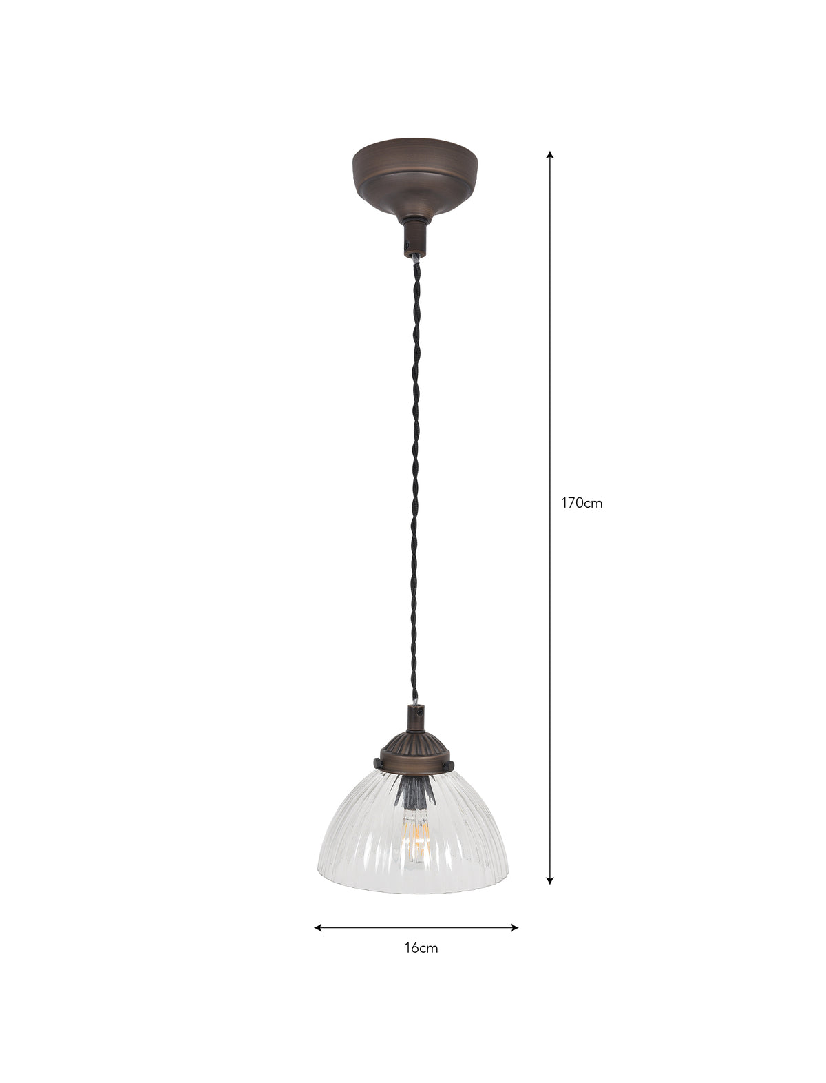 Garden Trading Fovant Glass Pendant Light Antique Bronze Finish Small