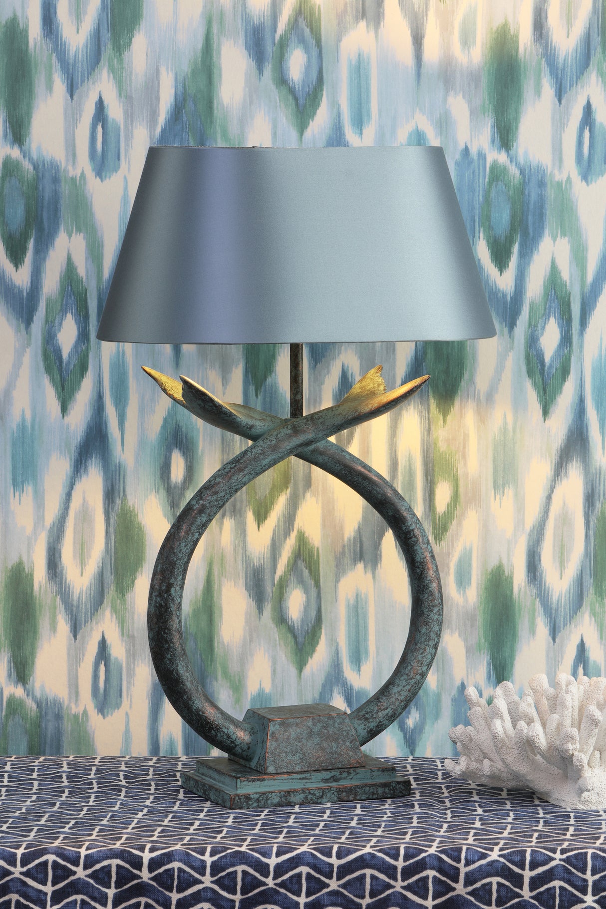 David Hunt Fluke Table Lamp Distressed Verdigris Base Only