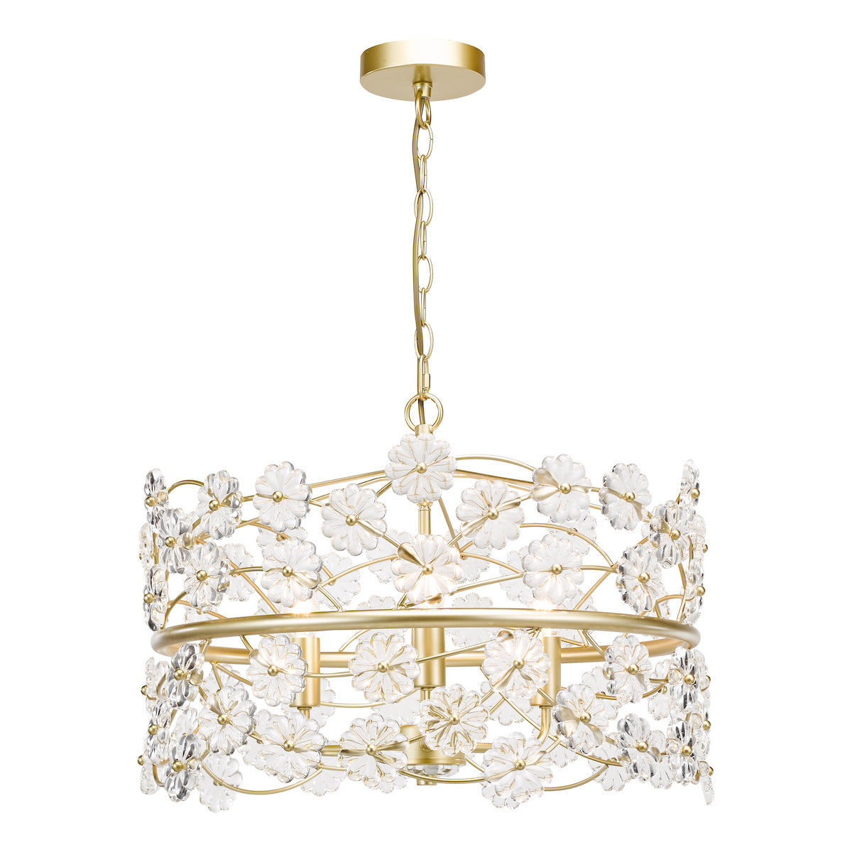 Dar Fonda 3 Light Pendant Satin Gold and Glass