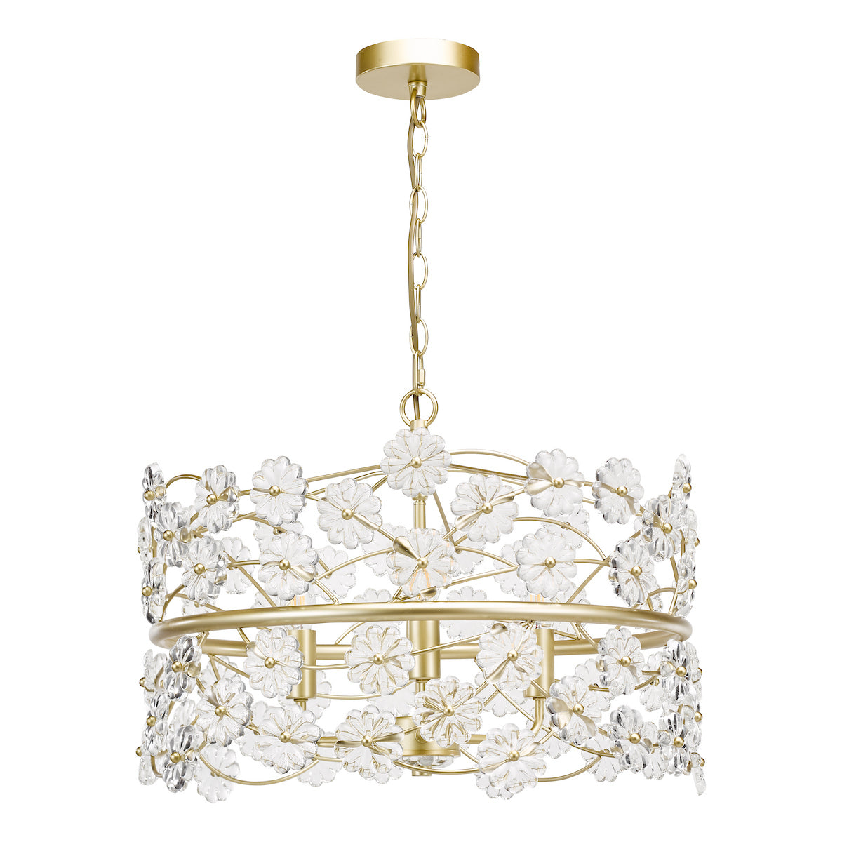 Dar Fonda 3 Light Pendant Satin Gold and Glass