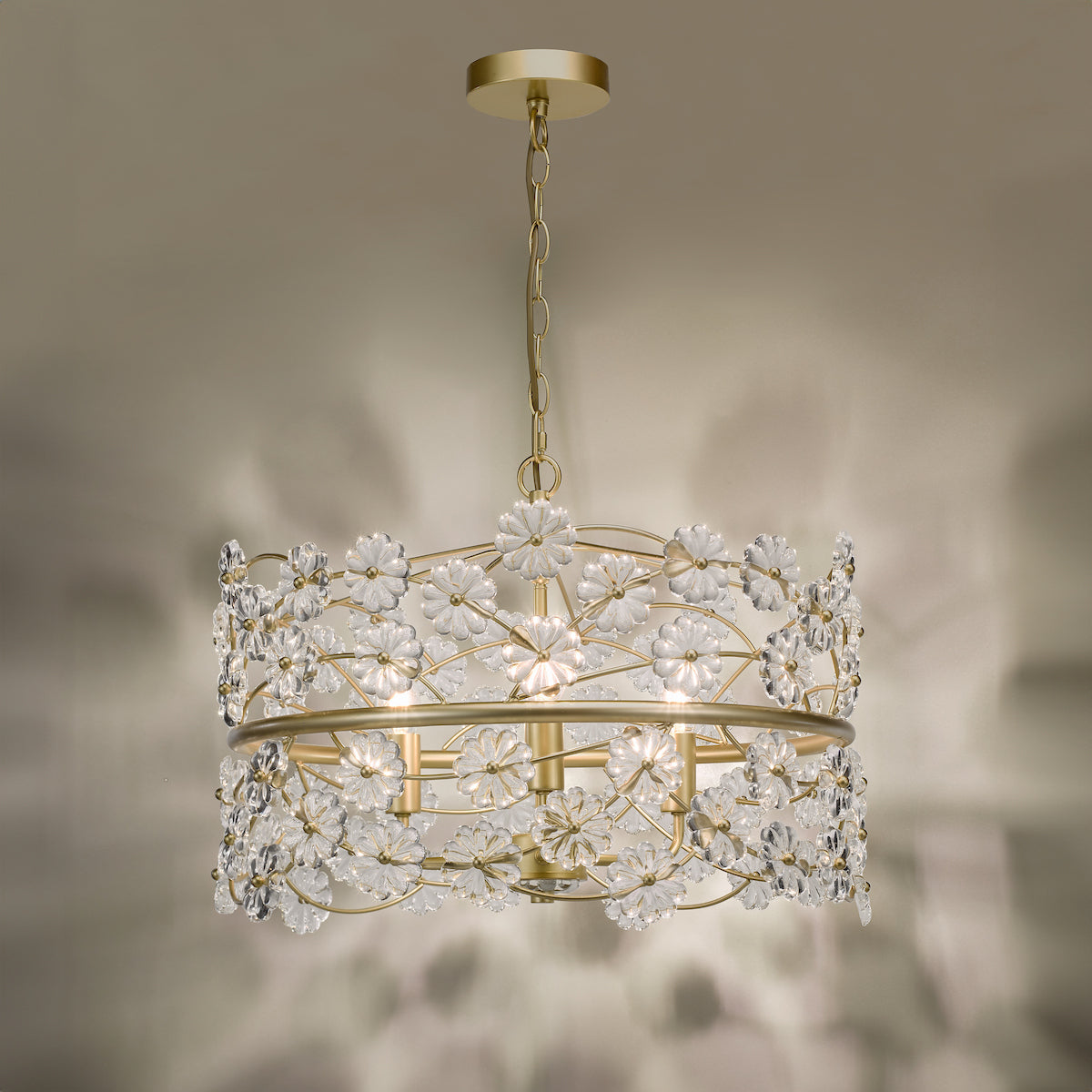 Dar Fonda 3 Light Pendant Satin Gold and Glass