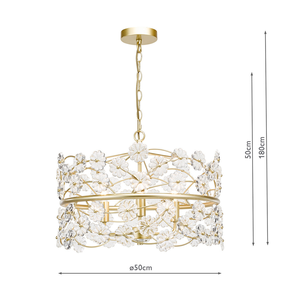 Dar Fonda 3 Light Pendant Satin Gold and Glass
