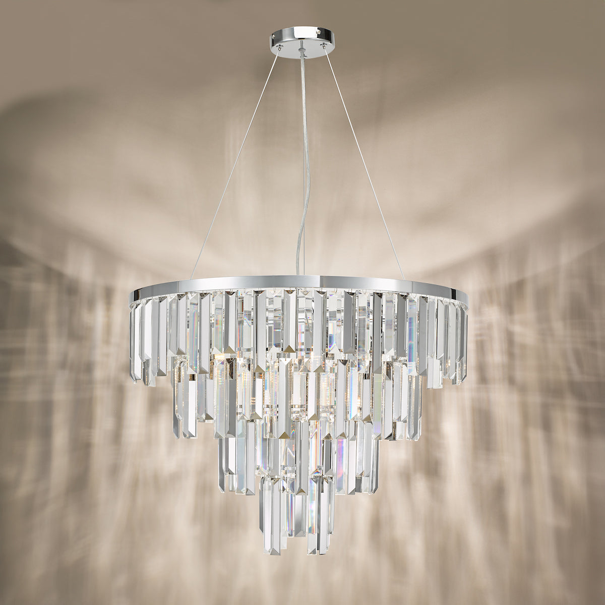 Dar Fuentes 5 Light Pendant Polished Chrome and Crystal