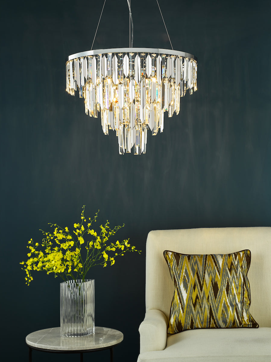 Dar Fuentes 5 Light Pendant Polished Chrome and Crystal