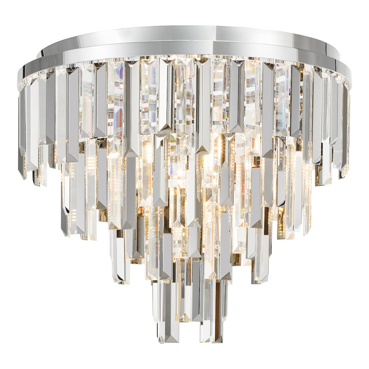 Dar Fuentes 5 Light Flush Polished Chrome and Crystal