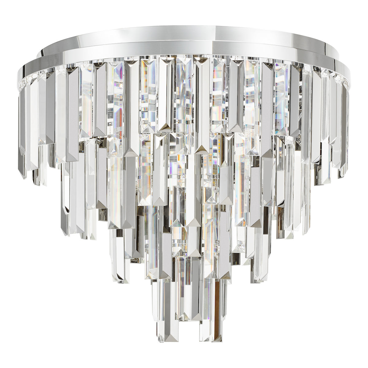 Dar Fuentes 5 Light Flush Polished Chrome and Crystal