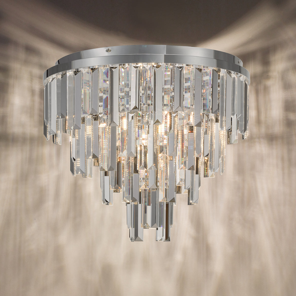 Dar Fuentes 5 Light Flush Polished Chrome and Crystal