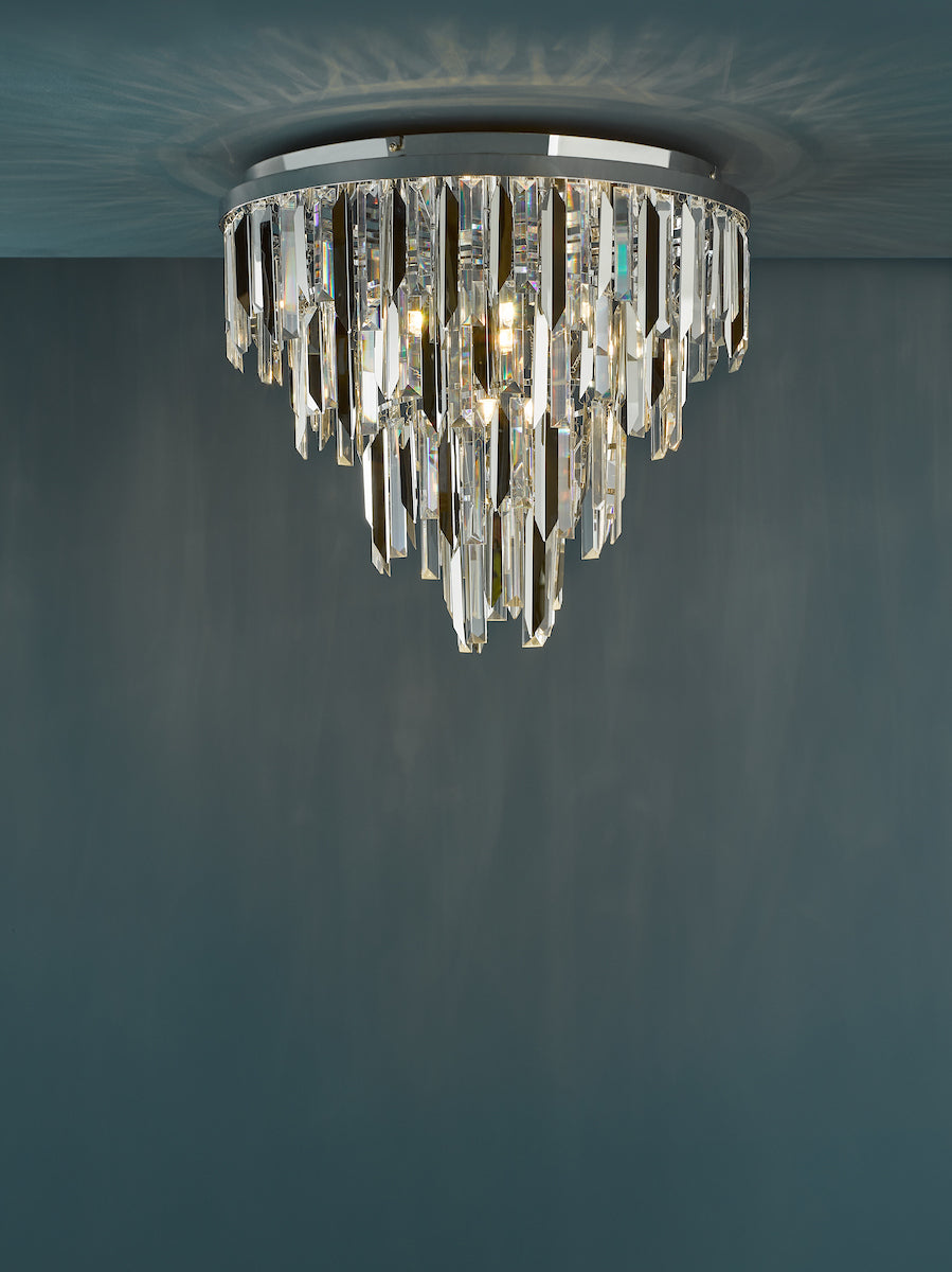 Dar Fuentes 5 Light Flush Polished Chrome and Crystal
