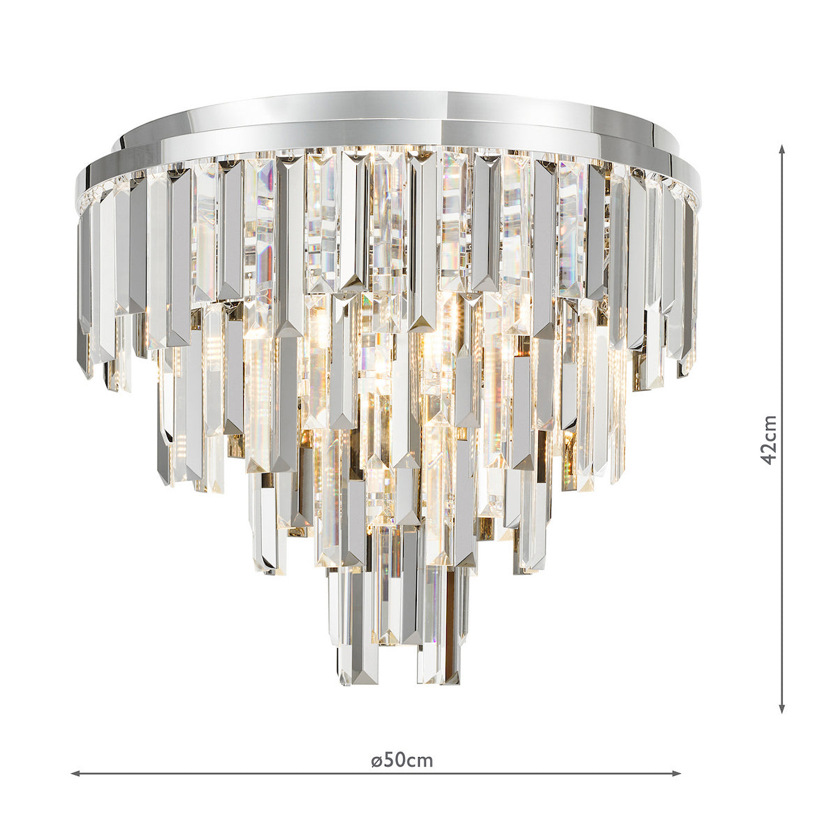 Dar Fuentes 5 Light Flush Polished Chrome and Crystal