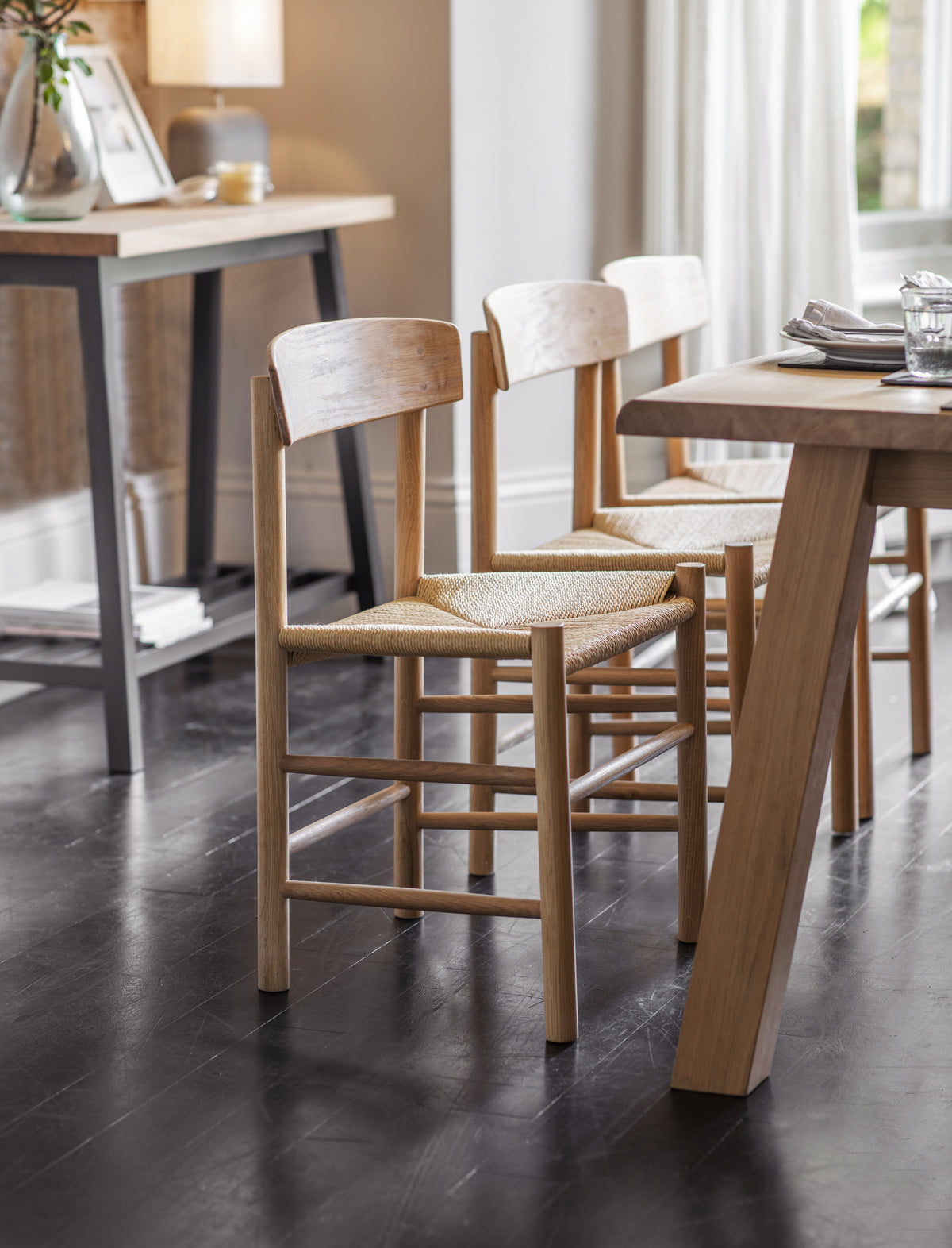 Garden Trading Longworth Dining Chairs Oak Wood, Natural, Set of 2