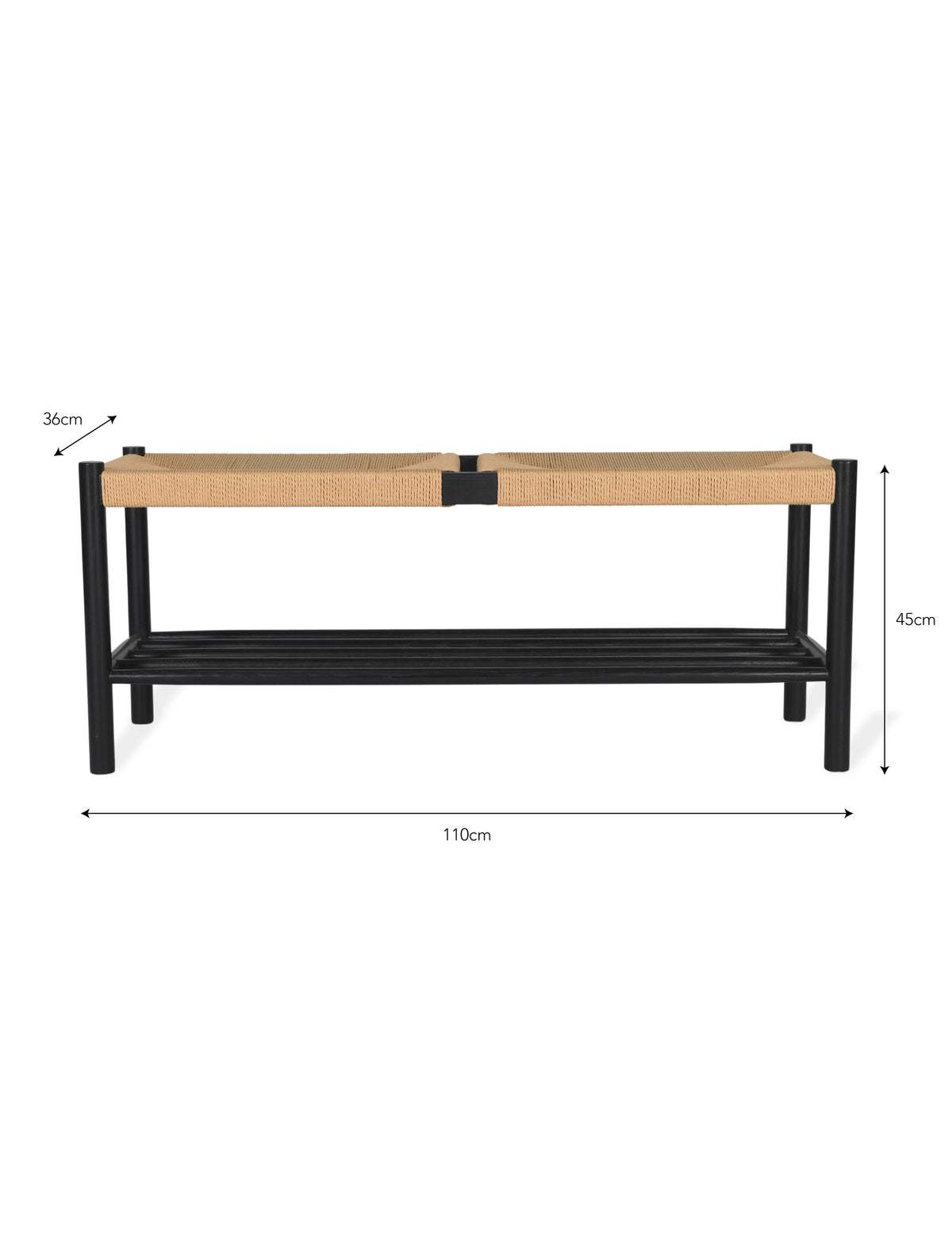 Garden Trading Longworth Hallway Bench Oak Wood, Black