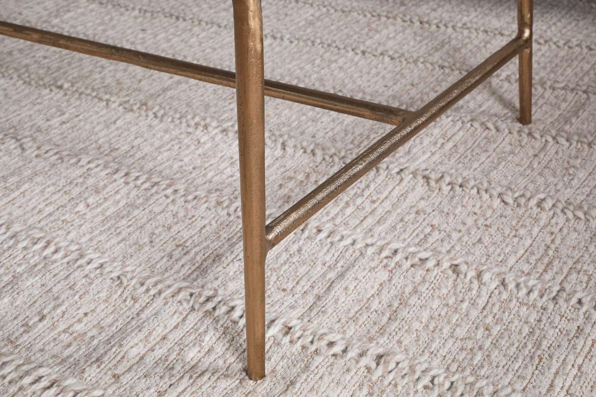 Nkuku Gilasi Cast Metal & Glass Coffee Table Antique Brass