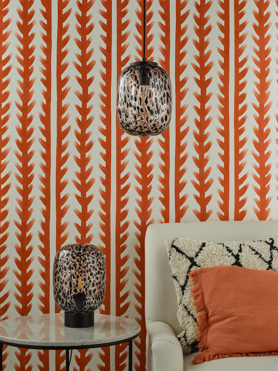 Dar Gethin Pendant Matt Black Glass and Black Confetti Glass