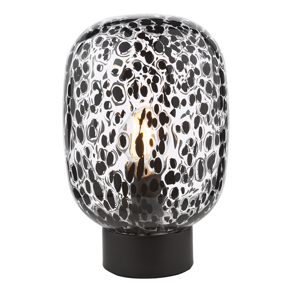 Dar Gethin Table Lamp Black and Black Confetti Glass