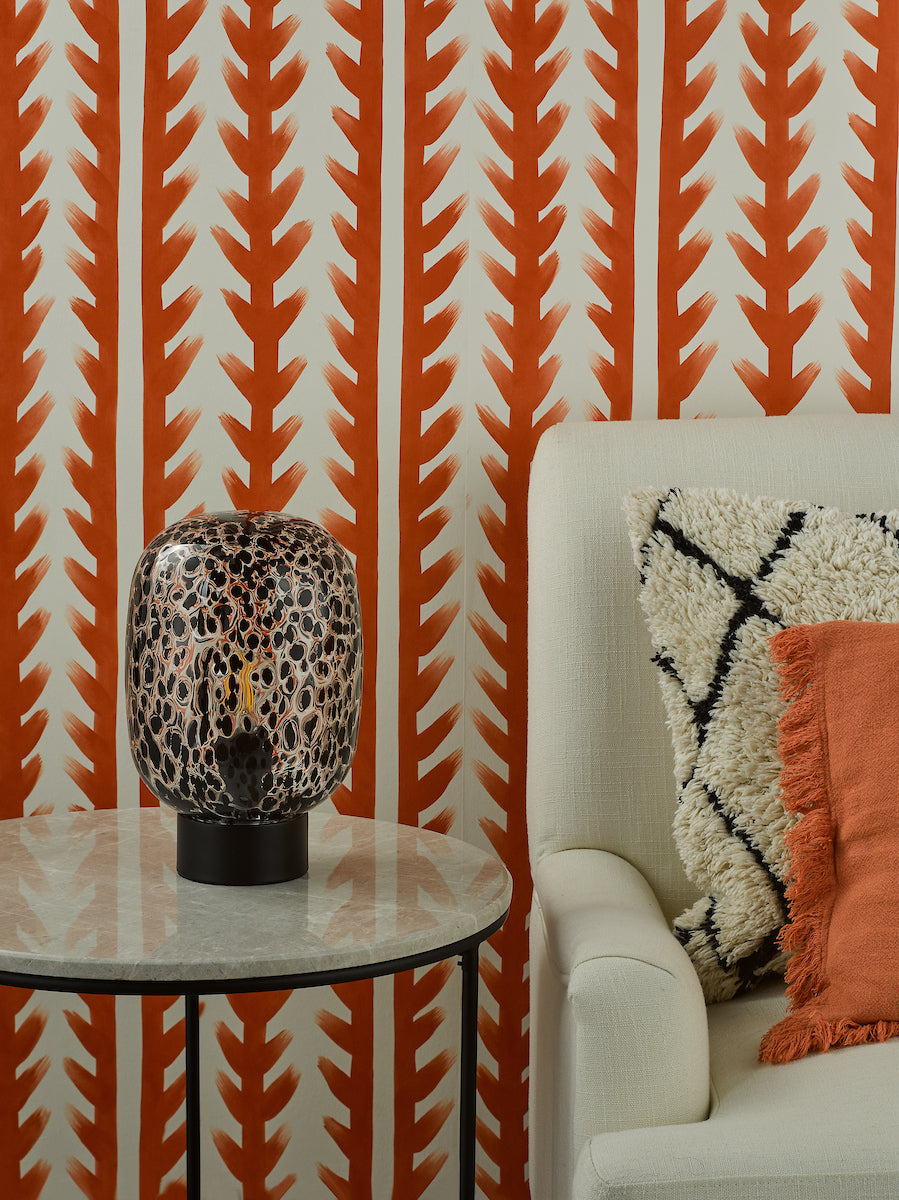 Dar Gethin Table Lamp Black and Black Confetti Glass